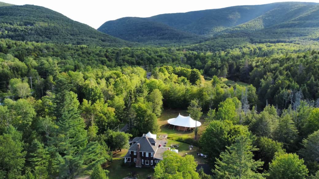 Drone shot of Main House August 2022