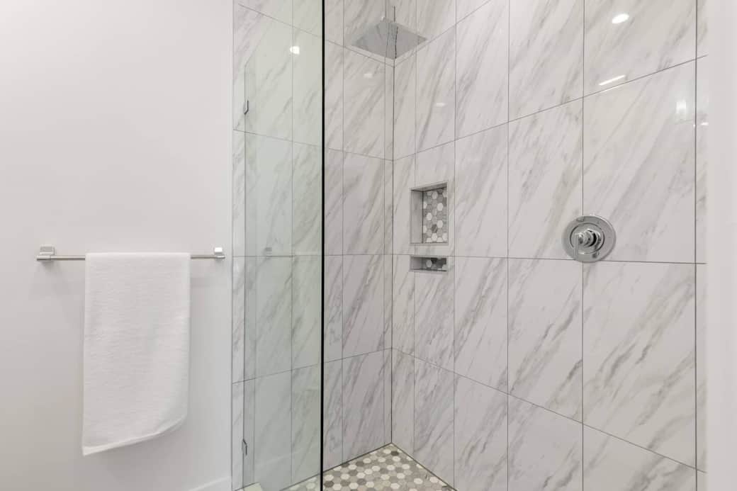 Walk-in Shower with 12" Rainfall Head