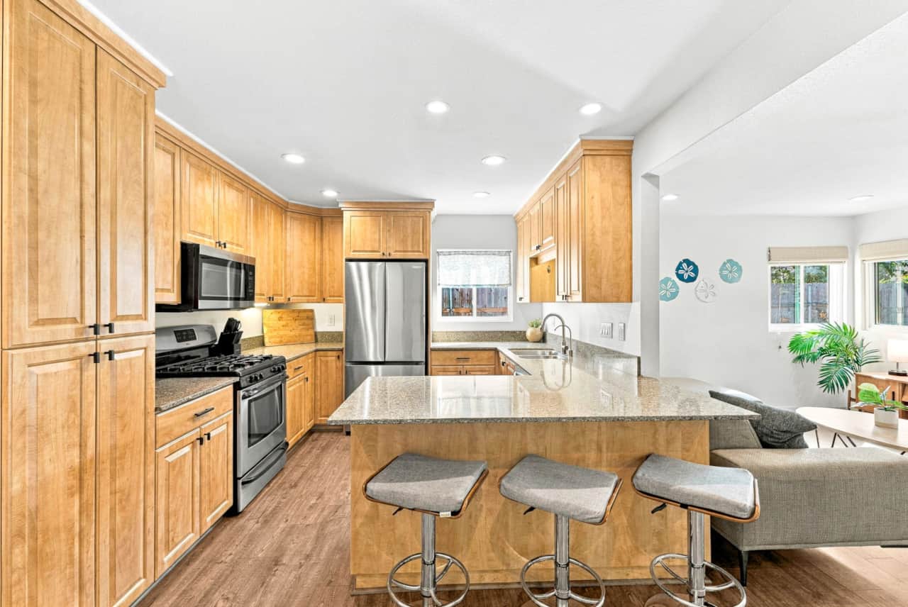 Kitchen Island Overlooking The Living Area