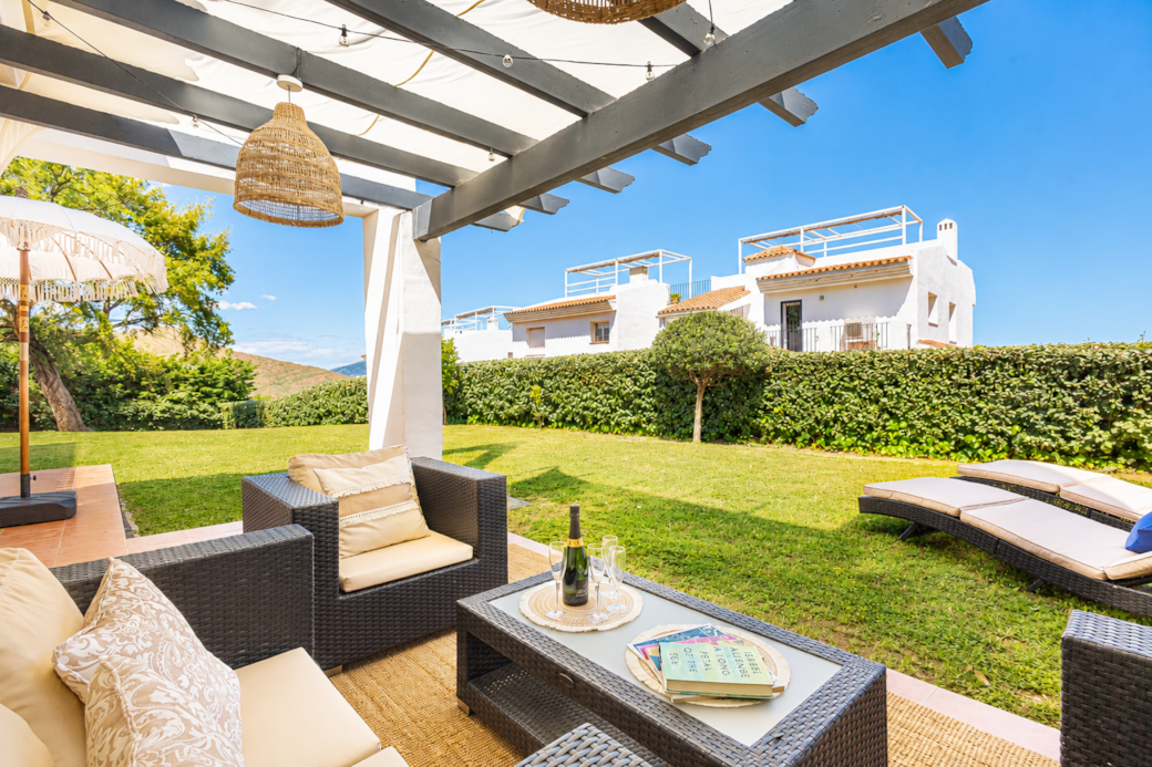 Sun drenched terrace and garden Sun drenched terrace and garden