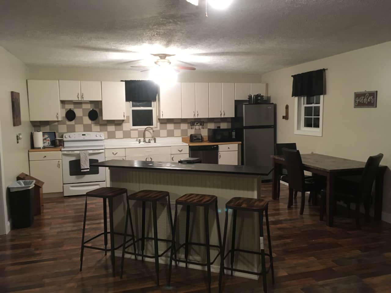 Eat in kitchen and open living area.