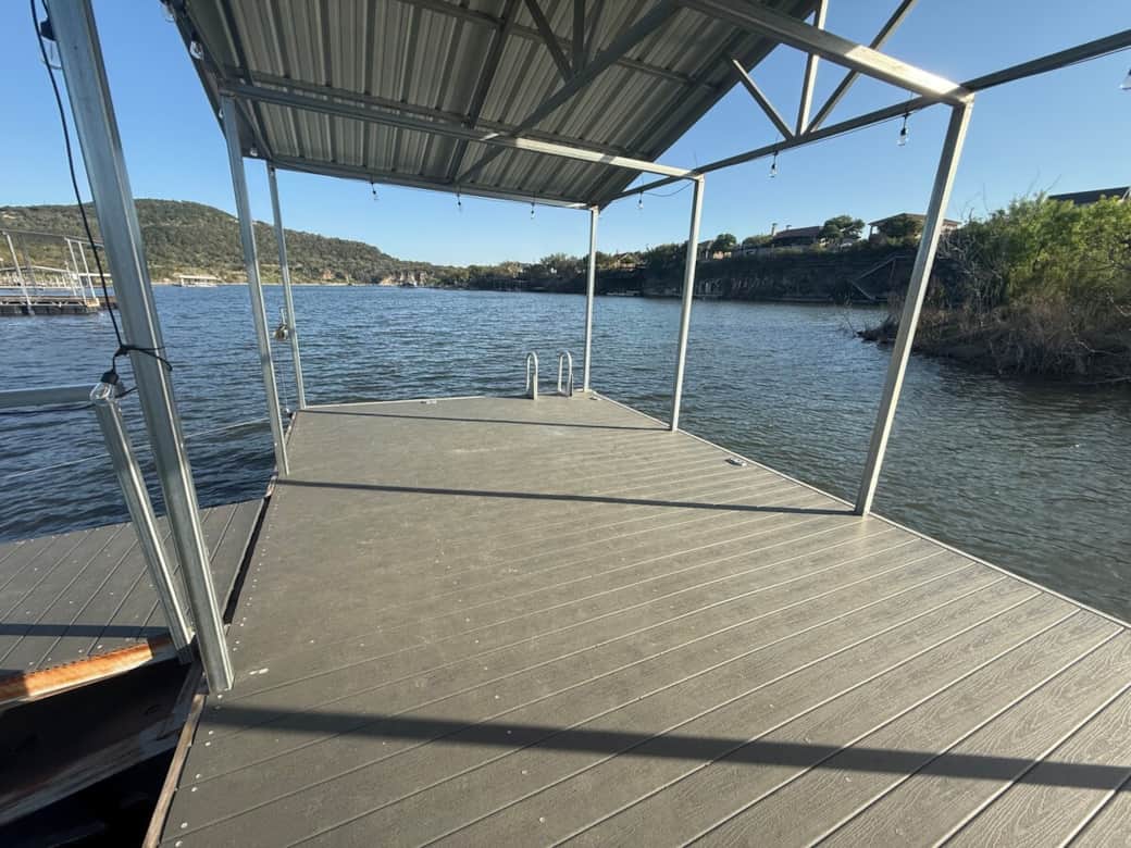 Private dock with swimming ladder. 