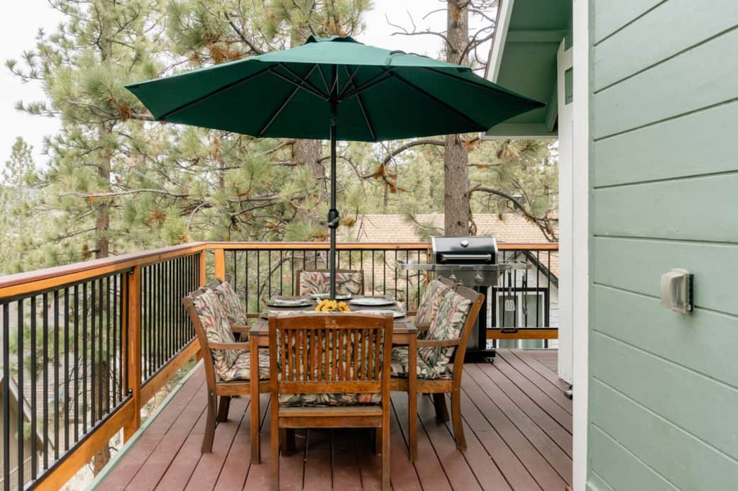 Dining on the deck and in the trees, KitchenAid BBQ.