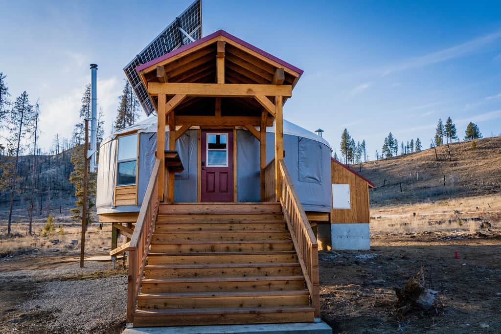 Red Yurt before the winter snowfall