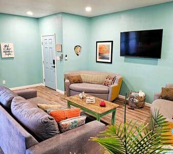 Stay and Play Living Room and GIANT Smart TV