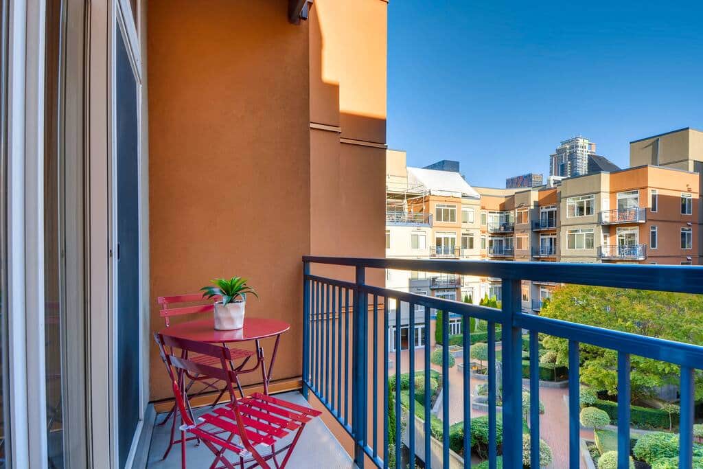 Beautiful View of the Courtyard Garden from the Private Condo Balcony 