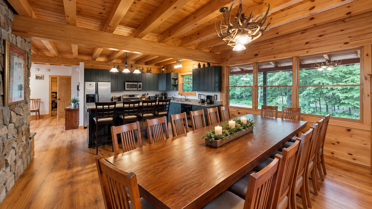 Dining area with large table