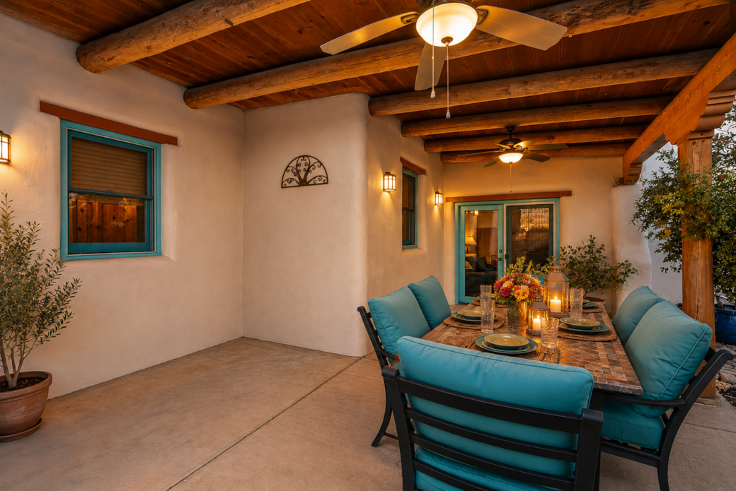 Back patio with outdoor dining