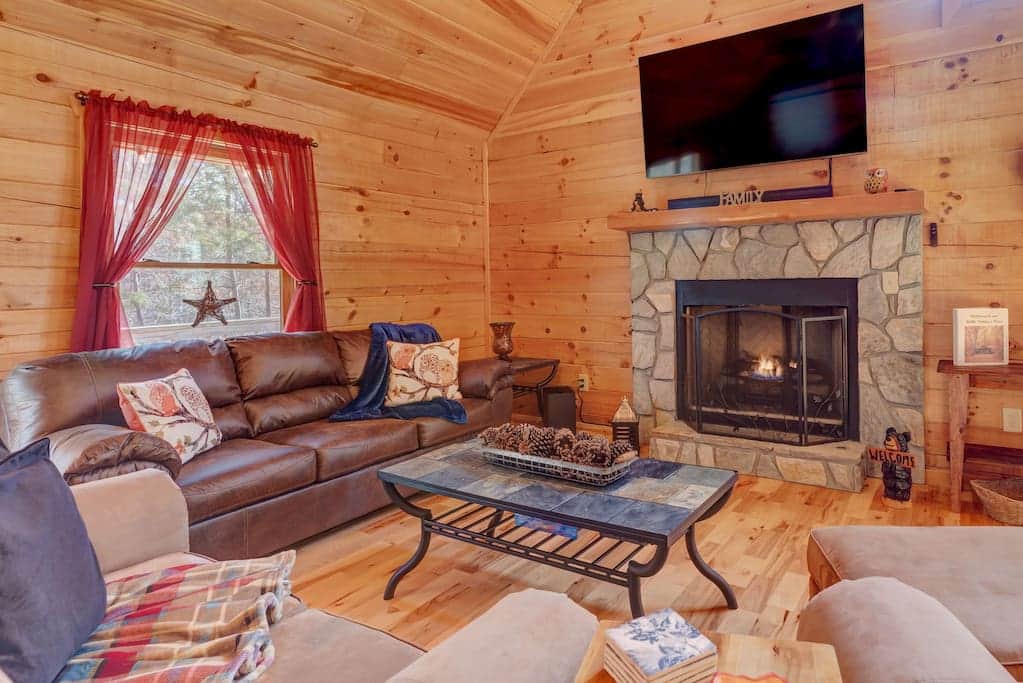 Bella Cabina Living Room w/Gas Fireplace and 70" Samsung HDTV with Sound Bar & Woofer