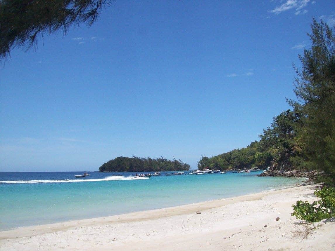 View of Michael Rock from Lovers Beach