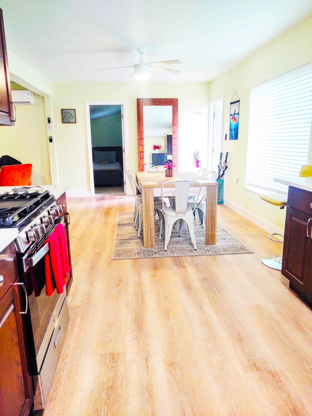 Open kitchen and dining area.