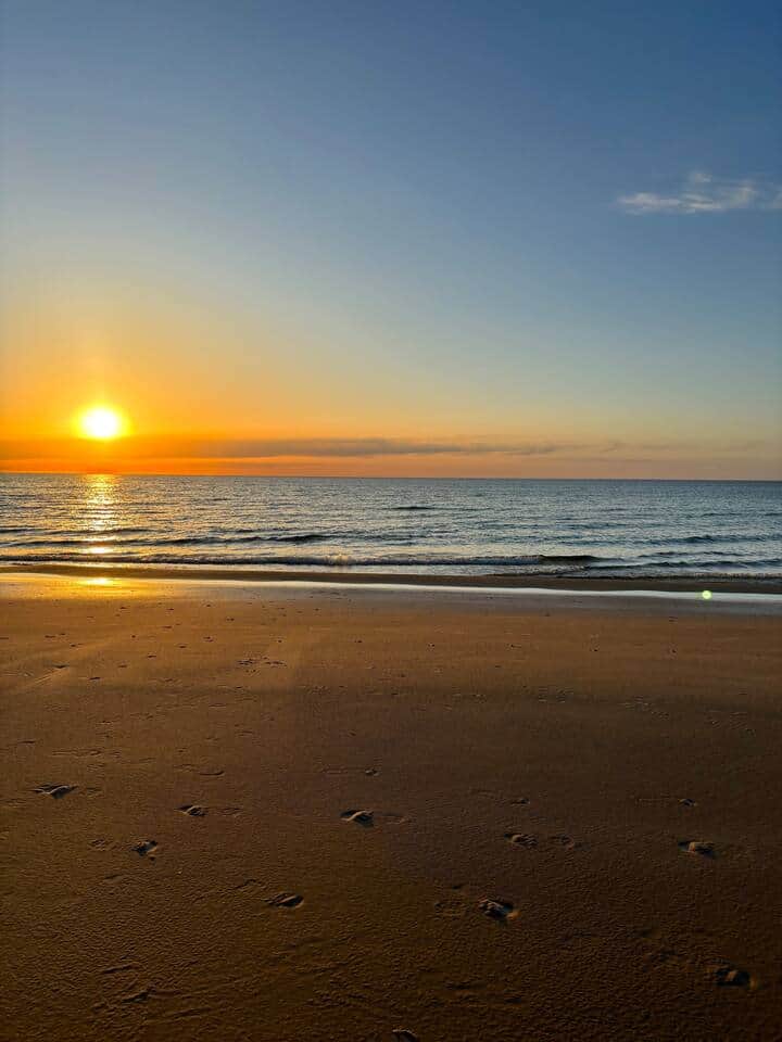 Massive association beach is 750' long. The water is clear and the sunsets are legendary.