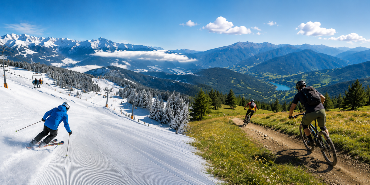 El Pirineu a l'hivern i a l'estiu, esquí i bicicleta de muntanya