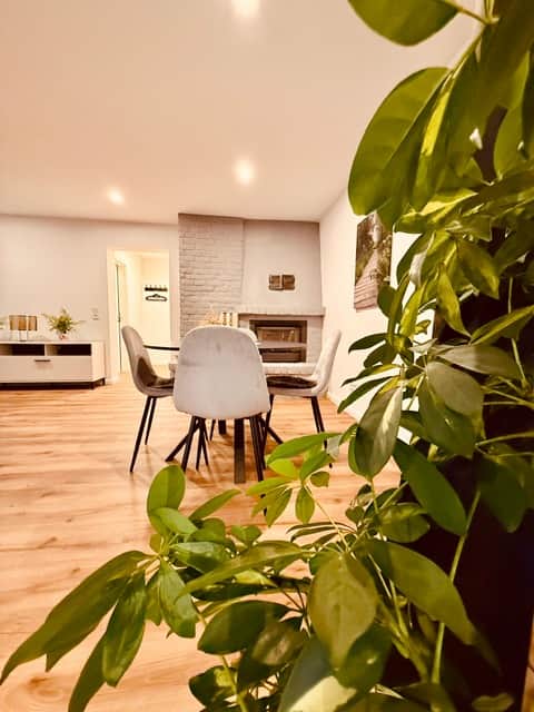 Kamin und Essbereich