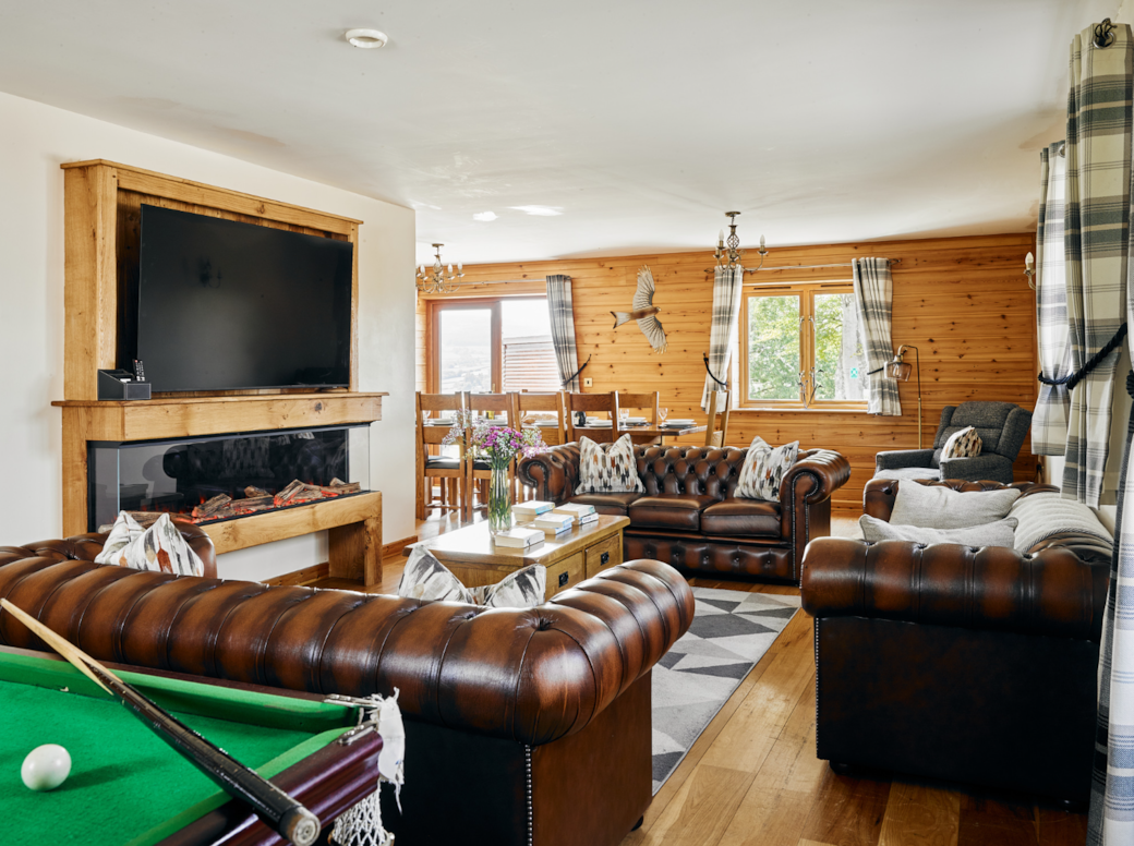 Fireplace with 65" Smart TV and LED Lighting
