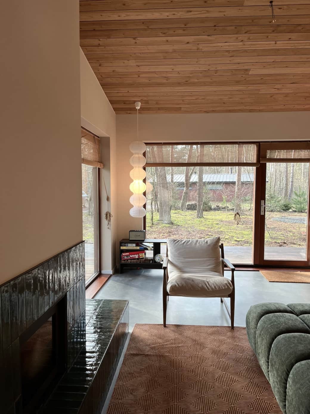 Reading corner with view into the trees