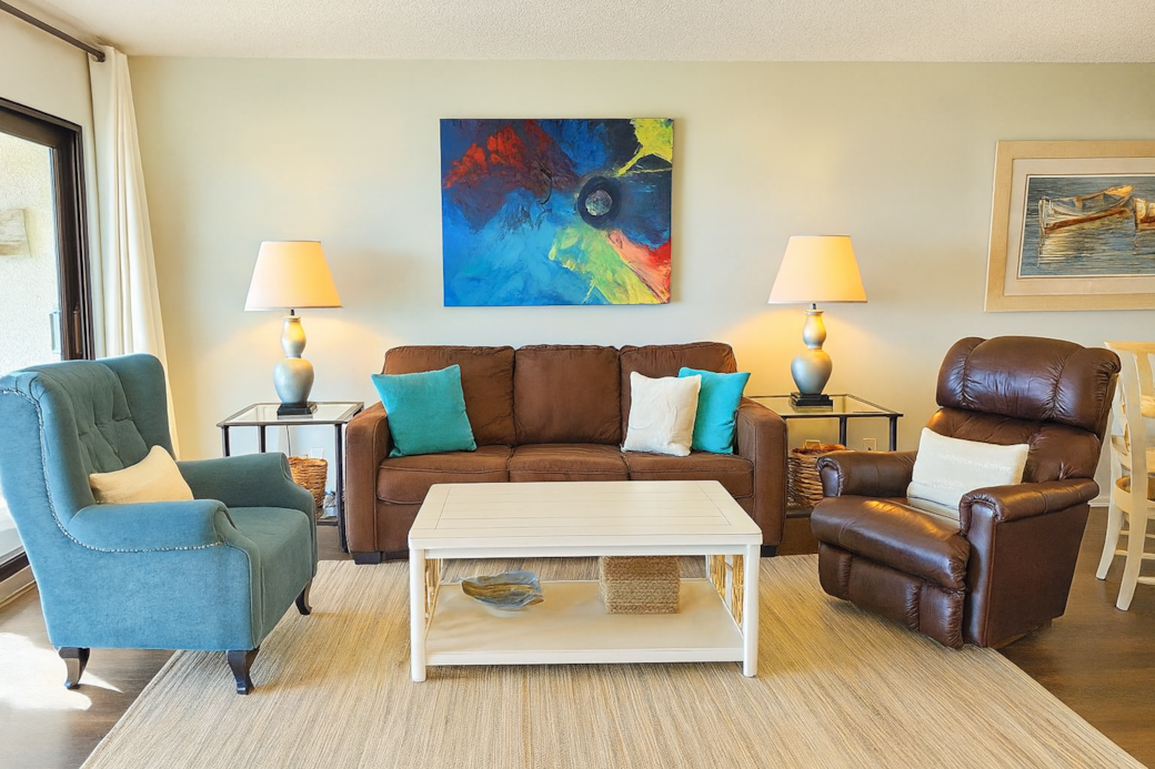 Bright living room with comfortable seating