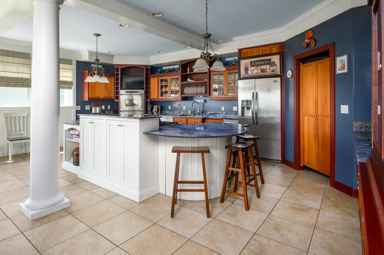 Custom kitchen with center island and seating