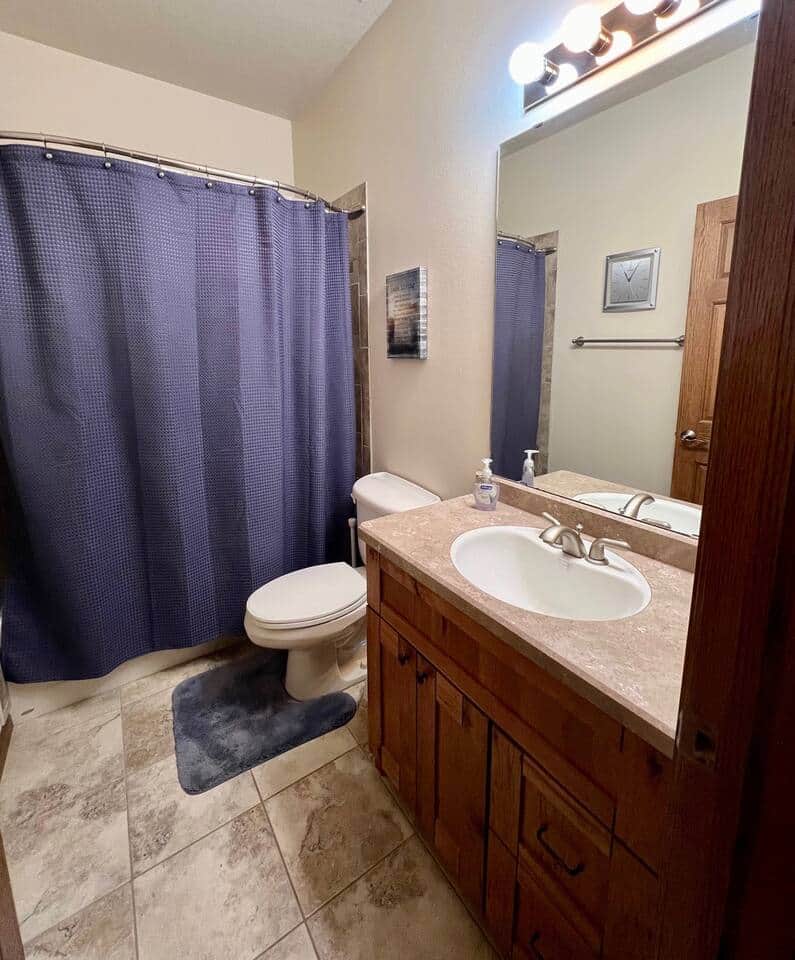 Second bath has shower and tub