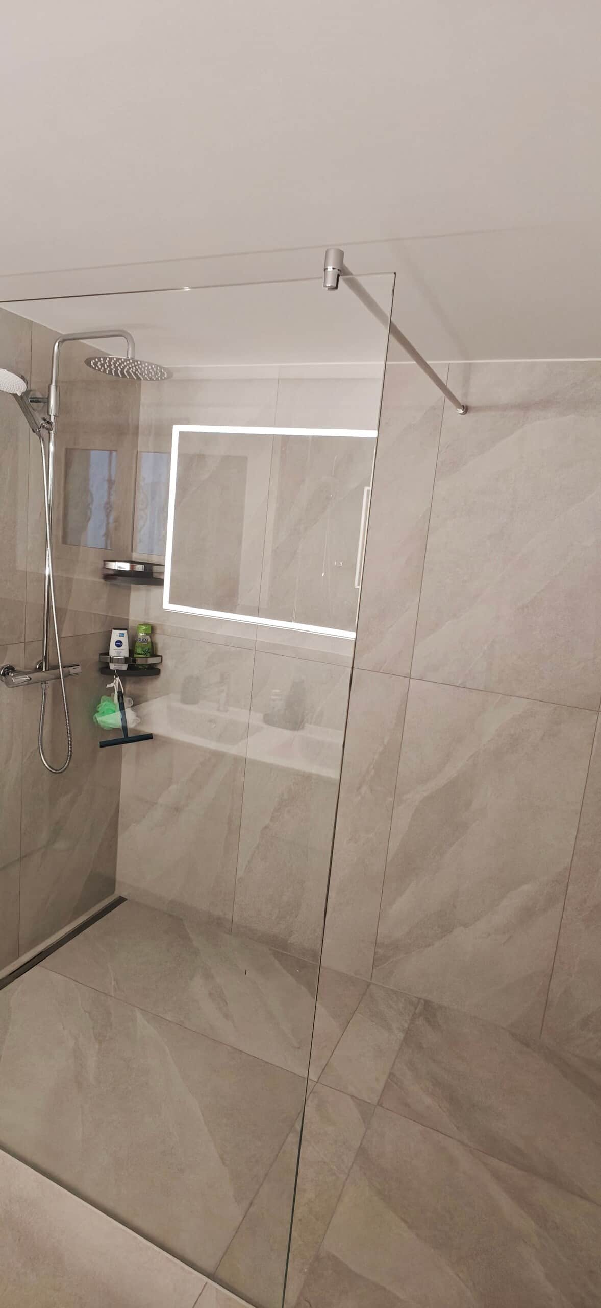 Rain shower in the renovated bathroom at Nebelmeer Chalet