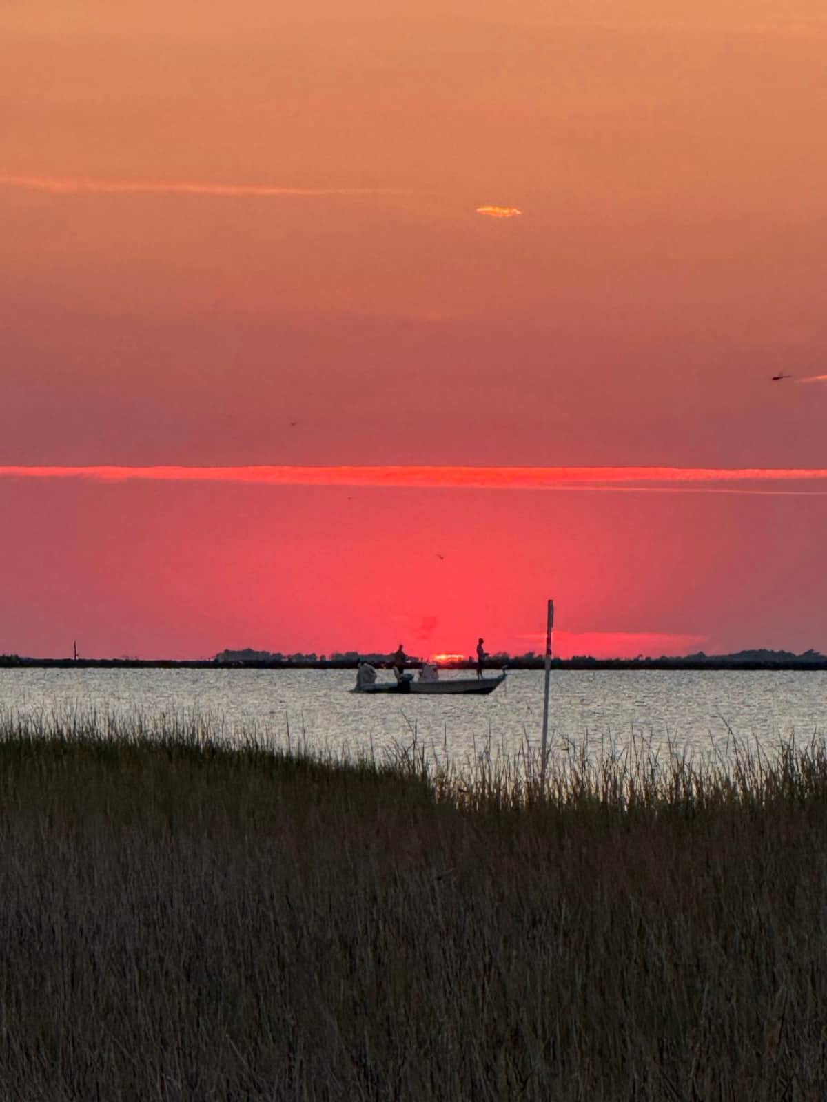 Galveston sunset while fishing at Galveston Island State Park