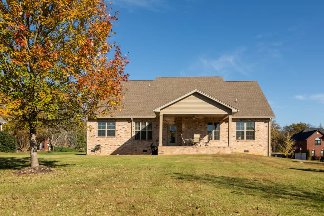 Beautiful large yard .75 lot not typical in the newer home areas of TN.    Lawn mowing service cares