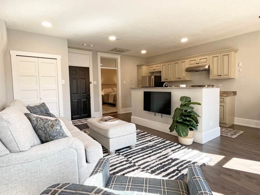 Plenty of room to relax and enjoy a movie on our Roku TV.