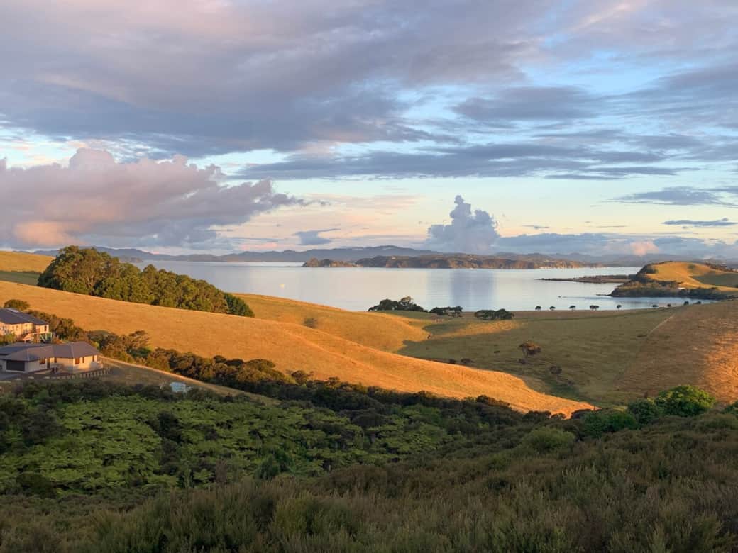 Breath-taking views over the Bay of Islands from the Balcony at Wharau Lodge near Kerikeri.