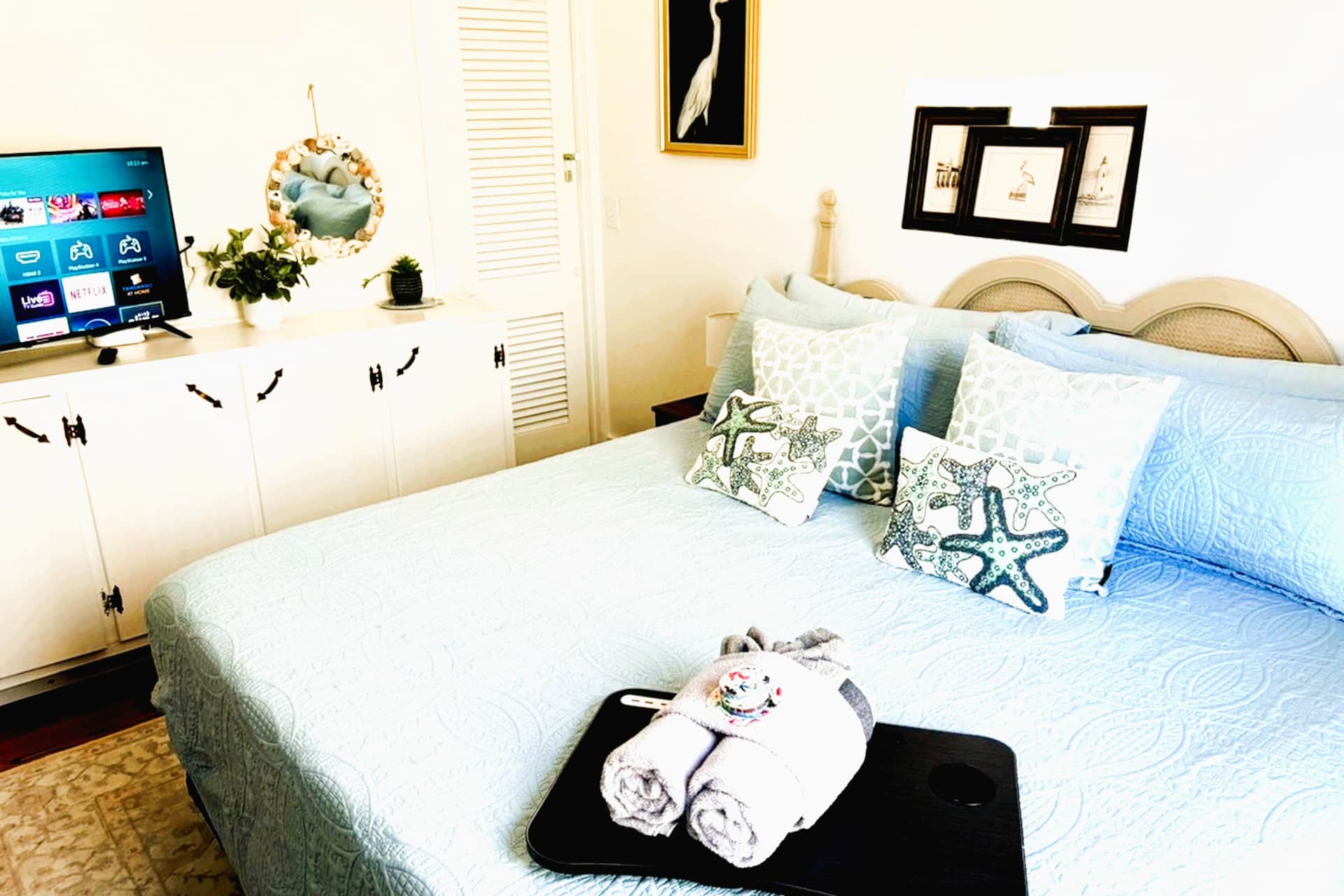 Luxury king bedroom at White Magnolia Galveston