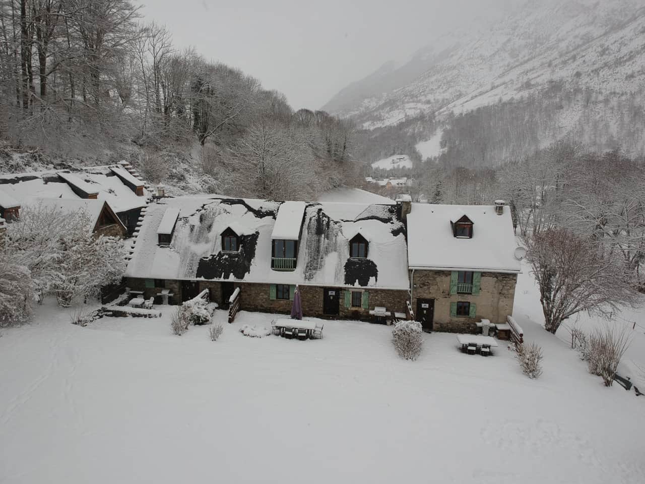 January snow. ' Tourmalet' the 2 bedroom gîte is on the right of the building. 