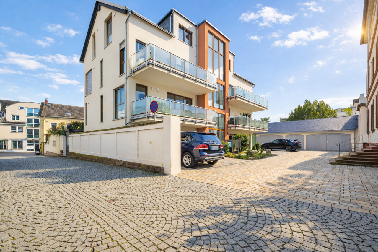 Quiet, modern residential complex in a central location with parking and convenient access.