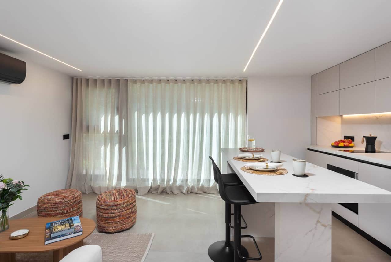Privacy curtains in the living