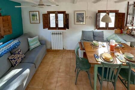 Comfortable sofa with ceiling fan 