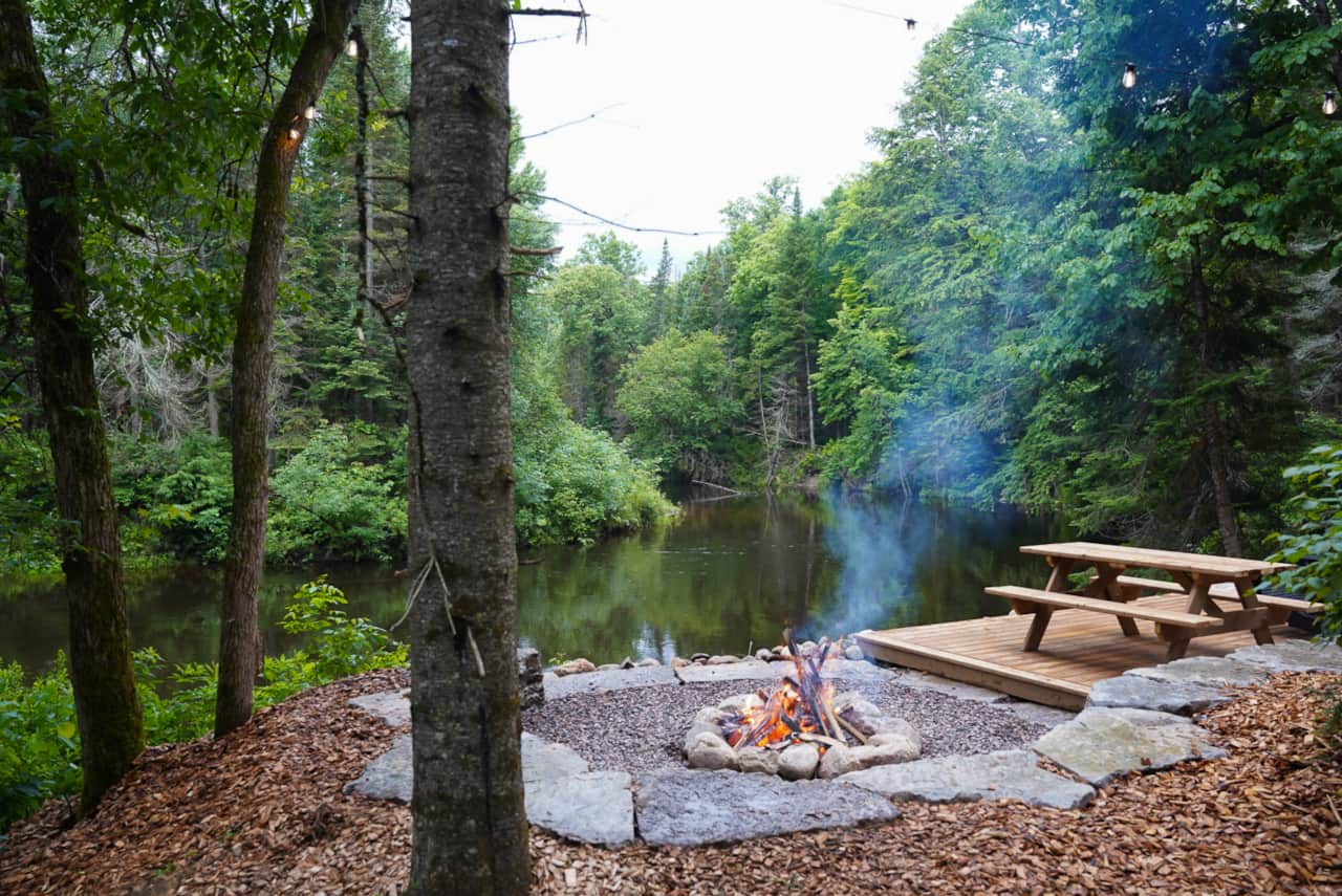 Fire pit overlooking the river