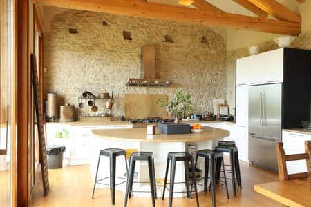 The island and Chef's Kitchen at Villa Bracchi.