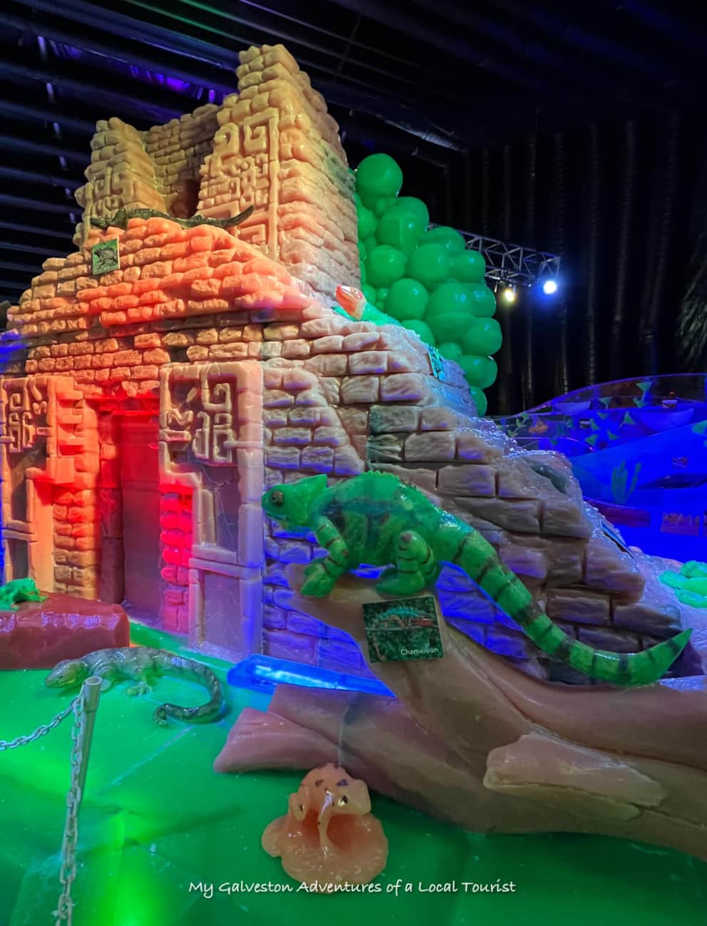 Holiday lights at Moody Gardens during Holiday in the Gardens in Galveston, Texas