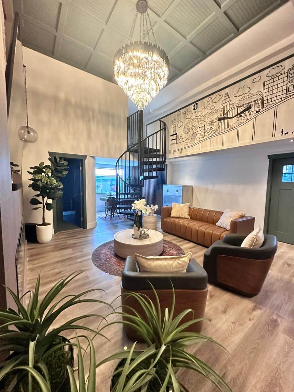 Luxury lounge featuring sophisticated decor and a stunning floral arrangement.  Lakeland, FL