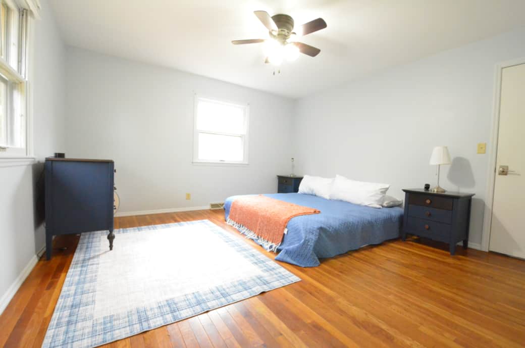 Primary Bedroom - King bed, ensuite, Roku TV and power for your devices.