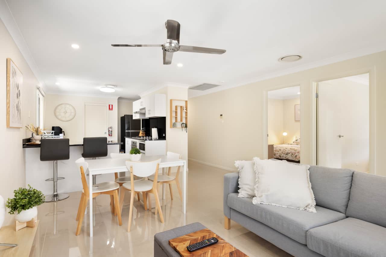 Dining Area: Integrated dining area within open living layout