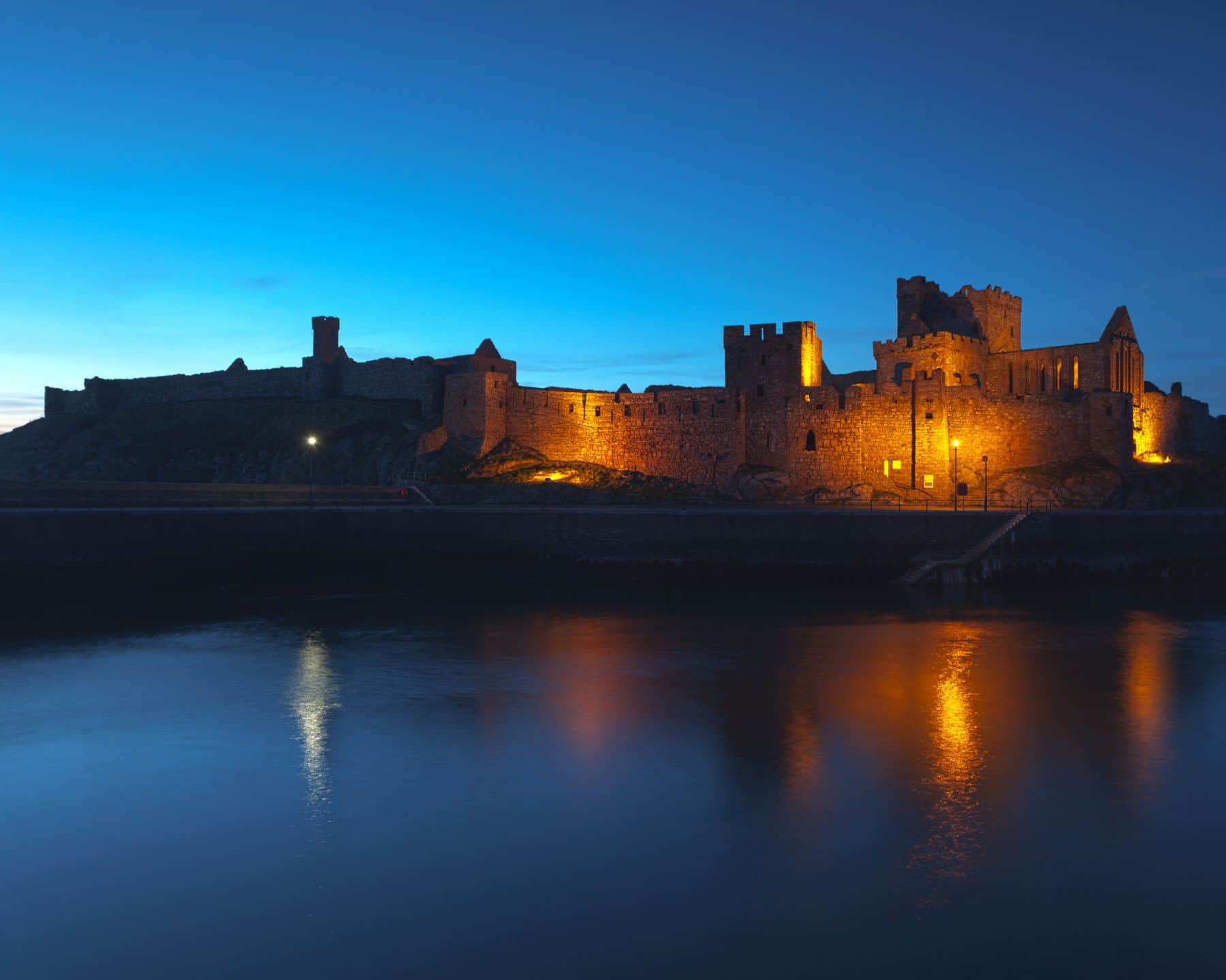 Peel Castle on St Patrick's Isle above the harbour