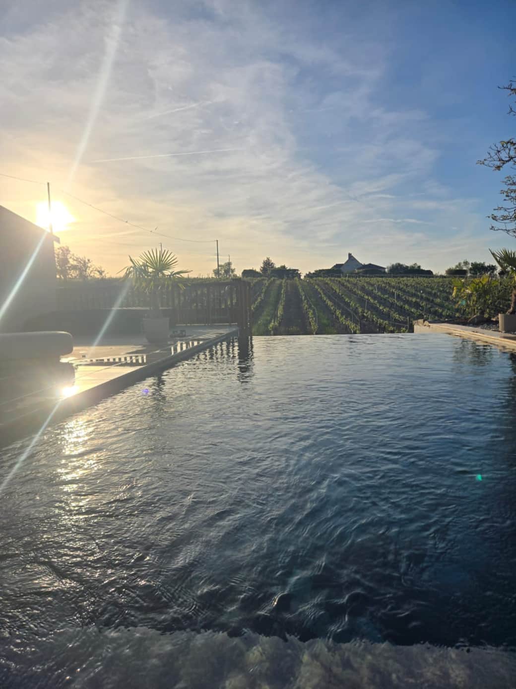 Piscine à débordement vue vignes