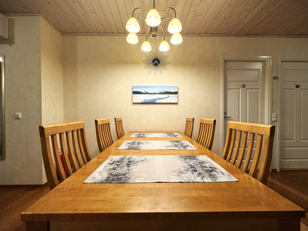 Dining area table. Dining area table.