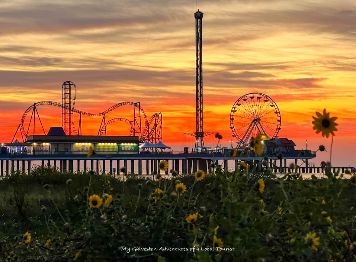 Galveston Island Historic Pleasure Pier at sunset