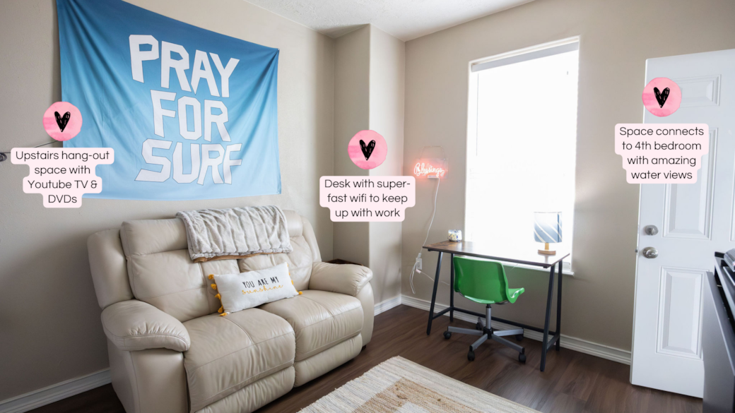 Space to watch movies or do work projects. Fast wifi, YouTube TV, & DVD player.