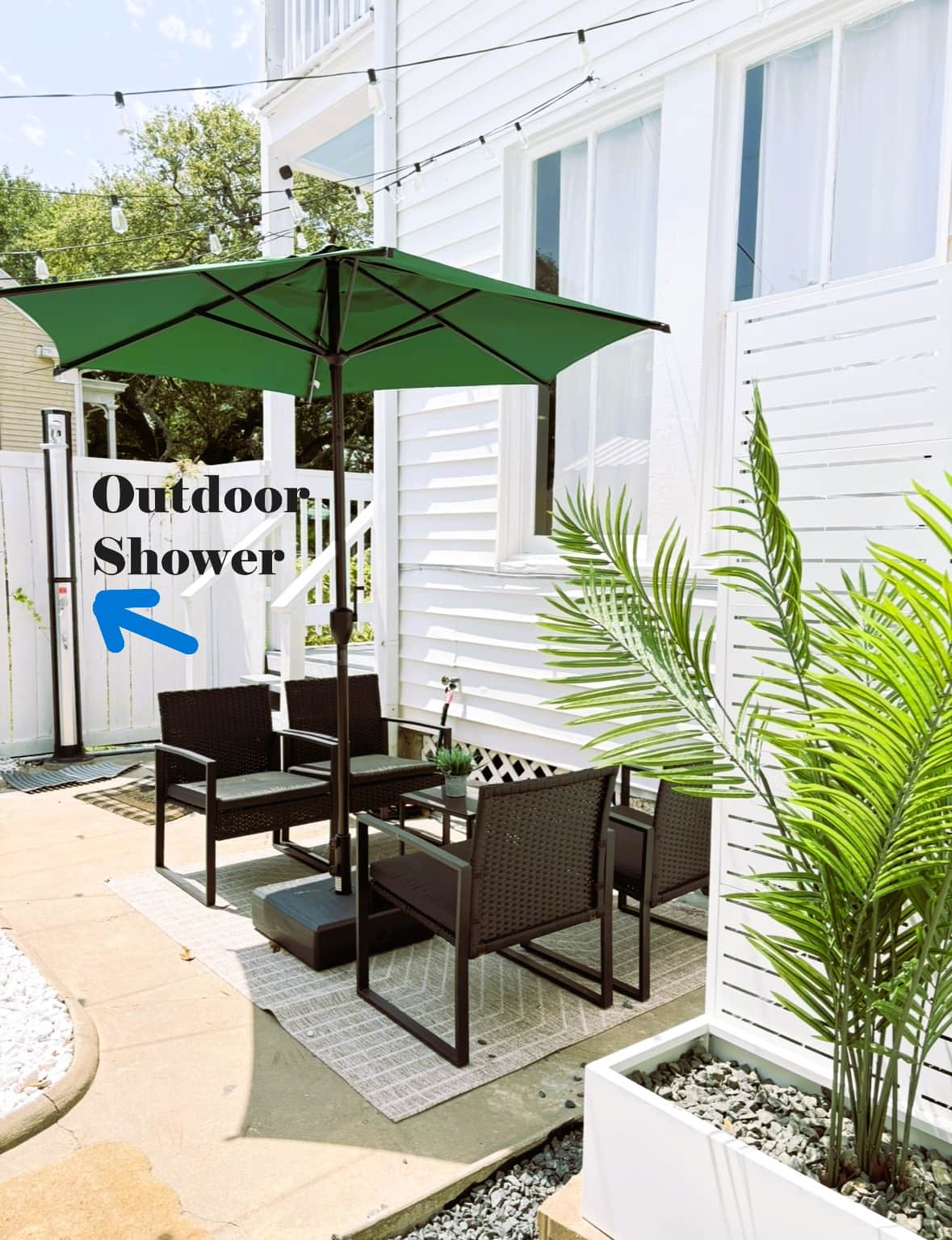 Indoor hot tub and garage lounge remodel at White Magnolia Galveston