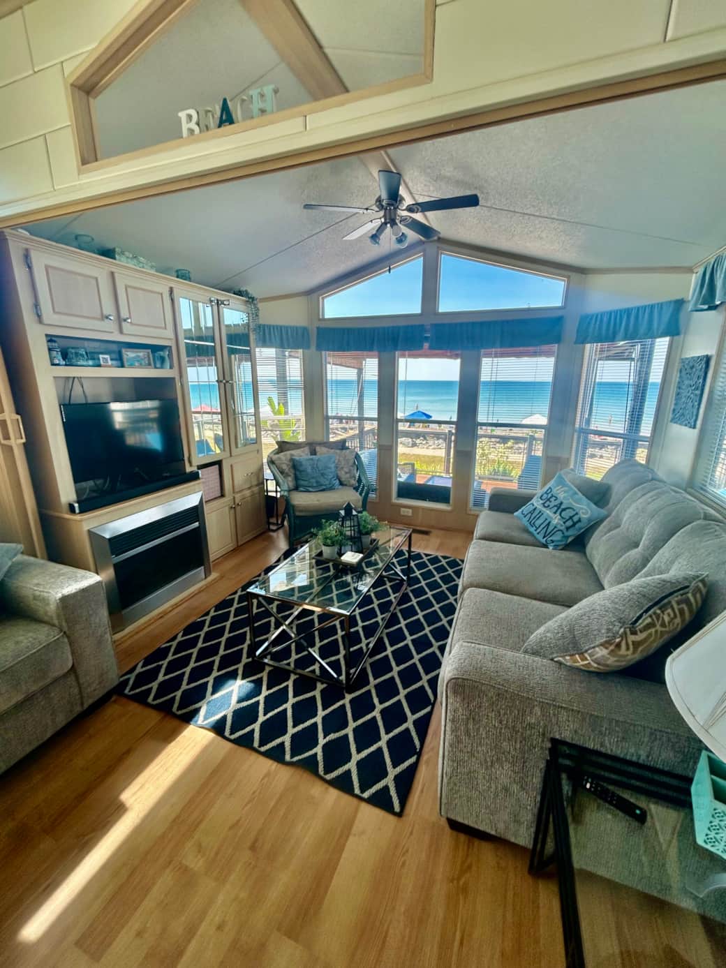 Living area with beach views
