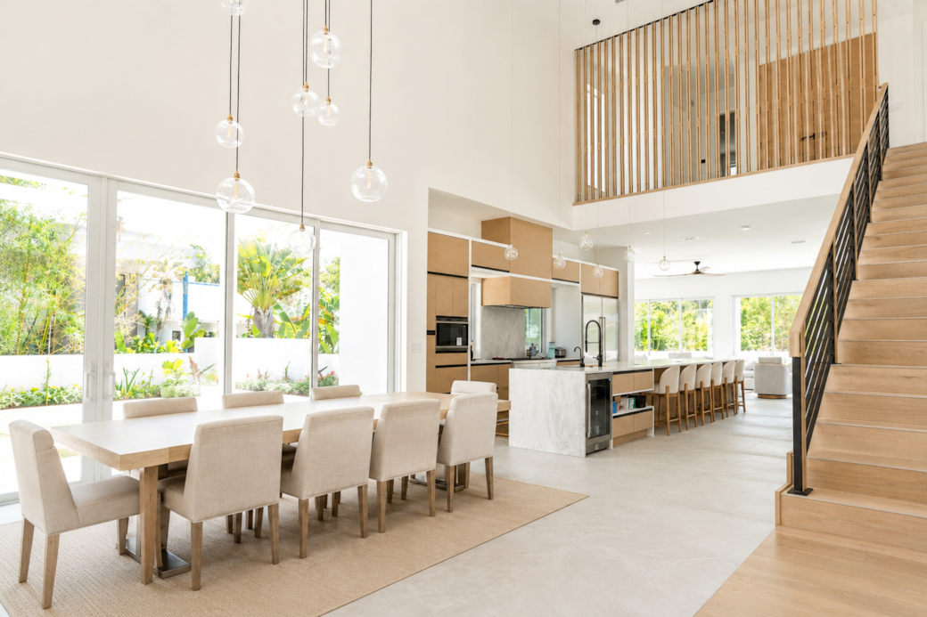 Luxury Siesta Key rental home dining room and kitchen