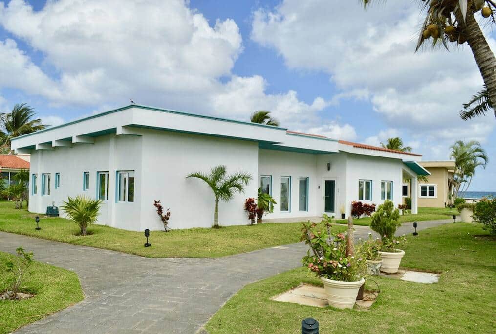 Main entrance to Costa del Sol Villa A4, steps from the Caribbean Sea