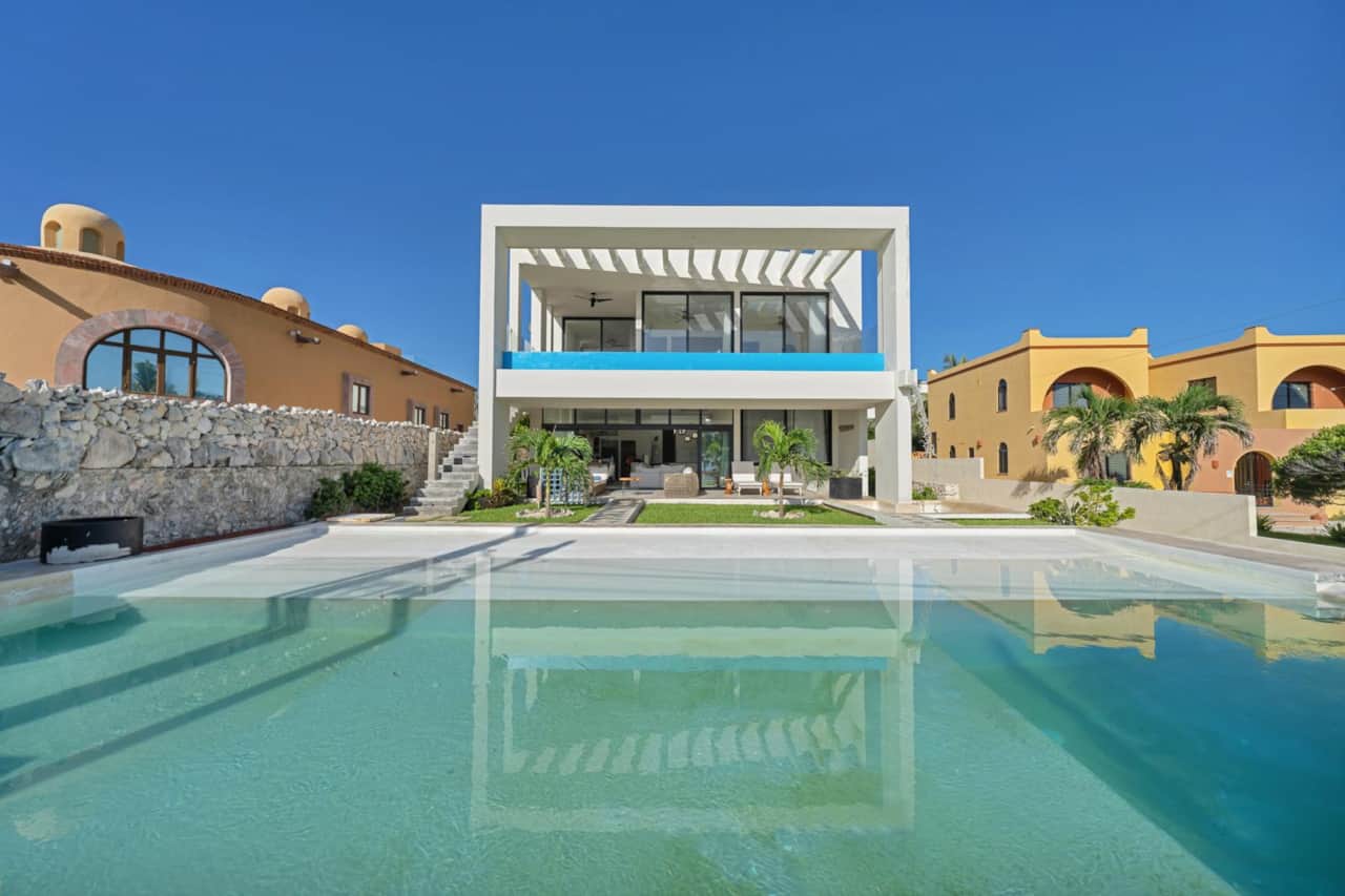 Front of house and pool