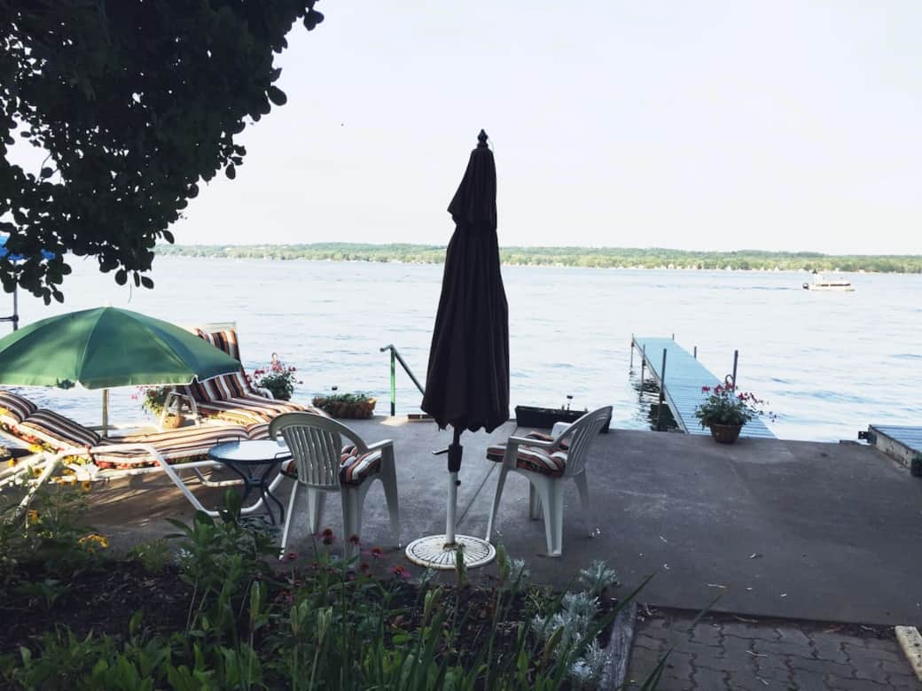 Lake Level view from Terrace Level Bedroom - reduced or no outdoor furniture and dock in fall/spring/winter
